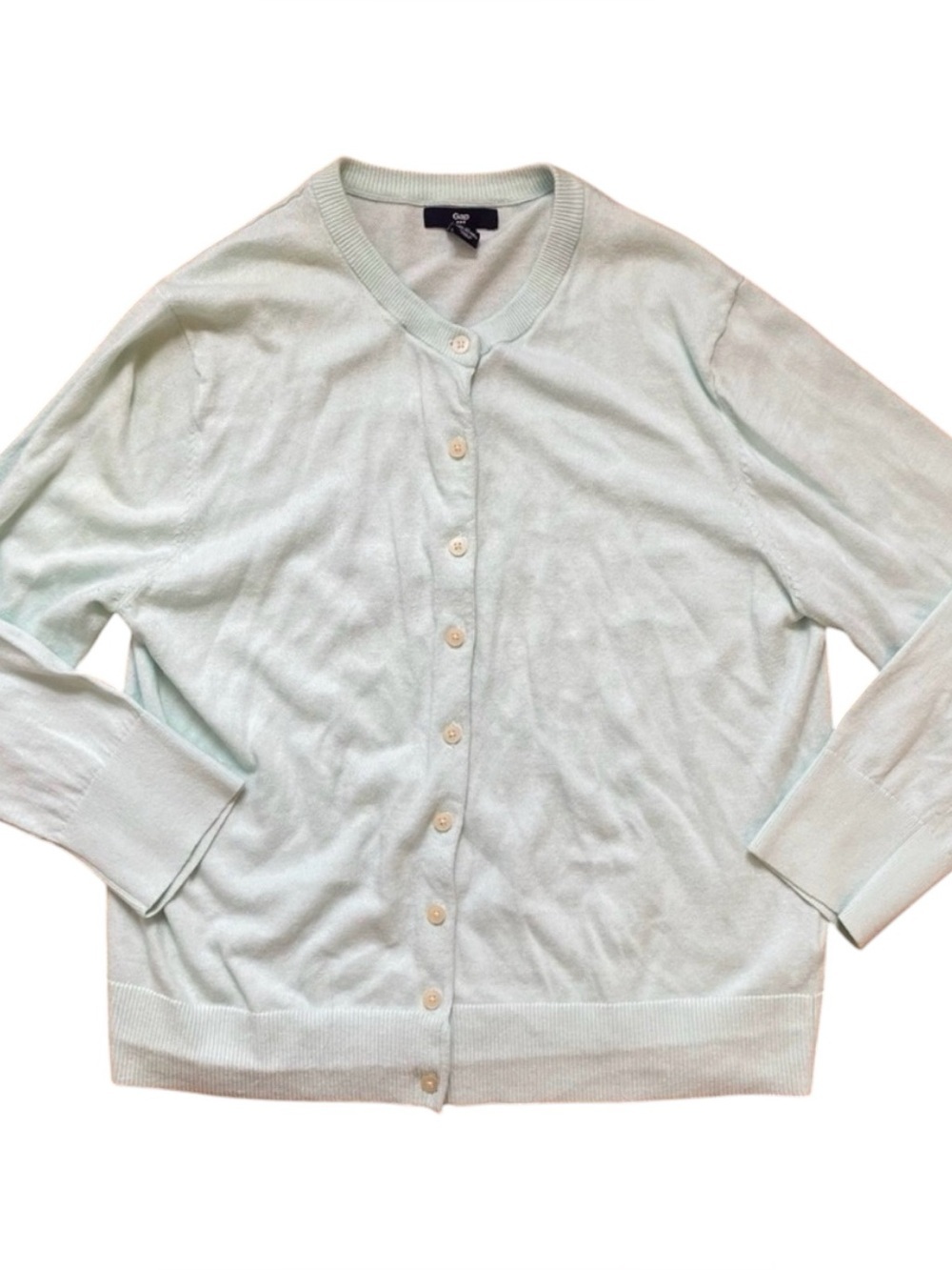 Gap Cotton Cardigan Women’s XL Mint Green Fine Knit Sweater Fall Layering